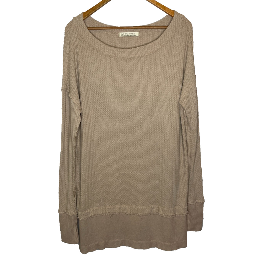Women's Small We the Free Beige Cotton Blend Pullover North Shore Thermal Shirt